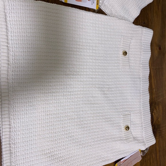 French Connection Knit Two-Piece Skirt Set Short Sleeve Cardigan Size M Cream - Picture 3 of 9